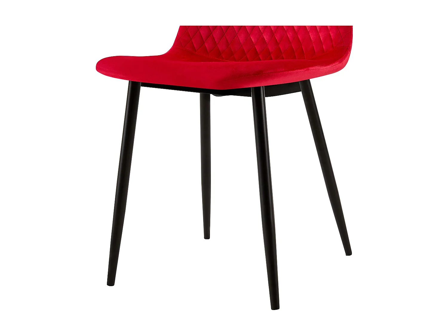 Lot de 4  chaise salle à manger - Velours - Rouge - Giverny