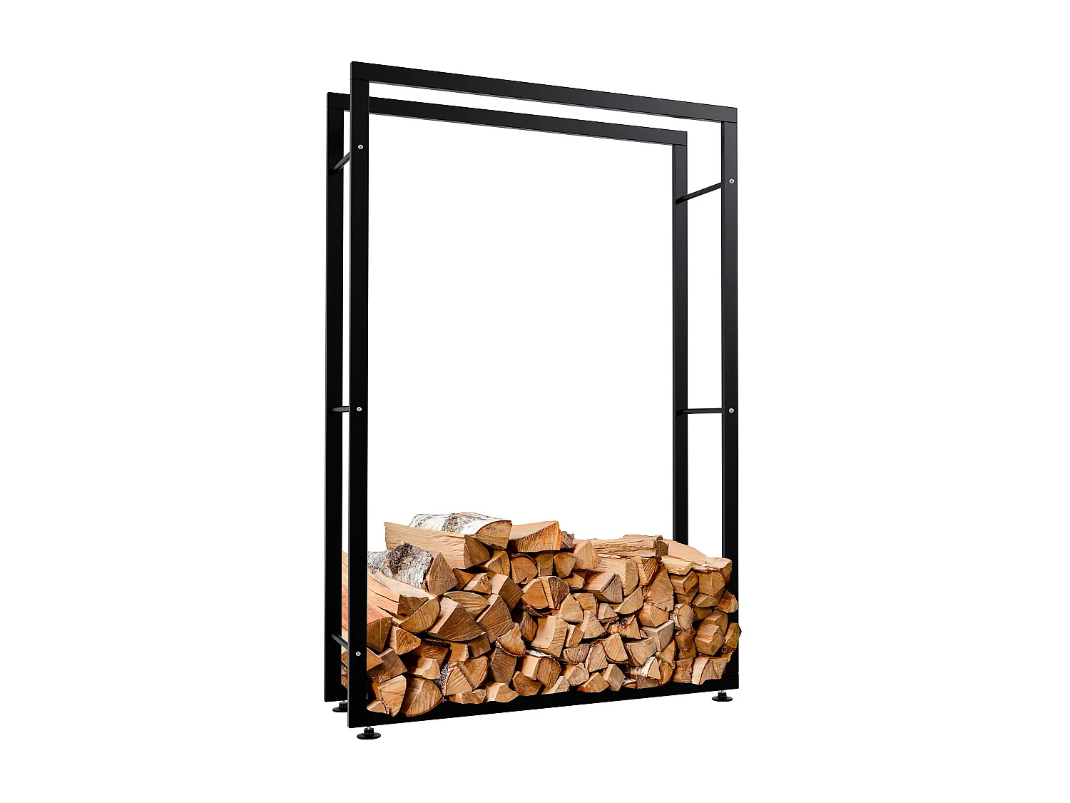 Etagère bois de cheminée - Métal - 25x100x150 cm - Noir - Keri V2