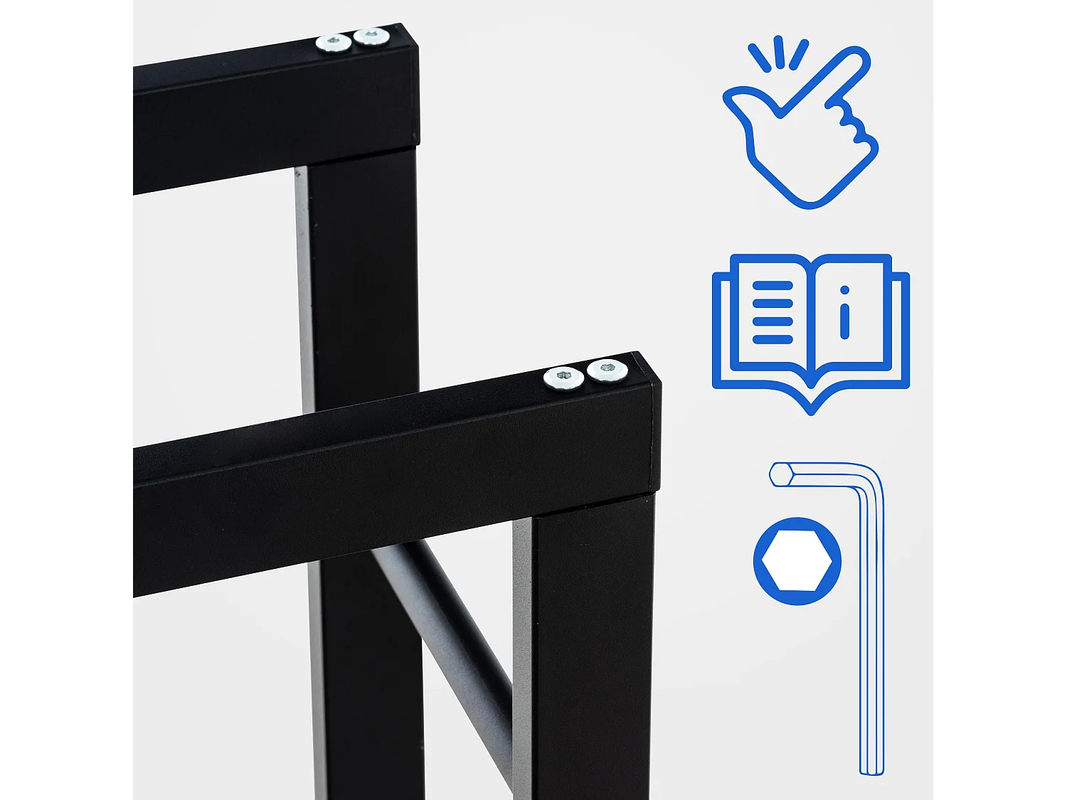 Etagère bois de cheminée - Métal - 25x100x150 cm - Noir - Keri V2