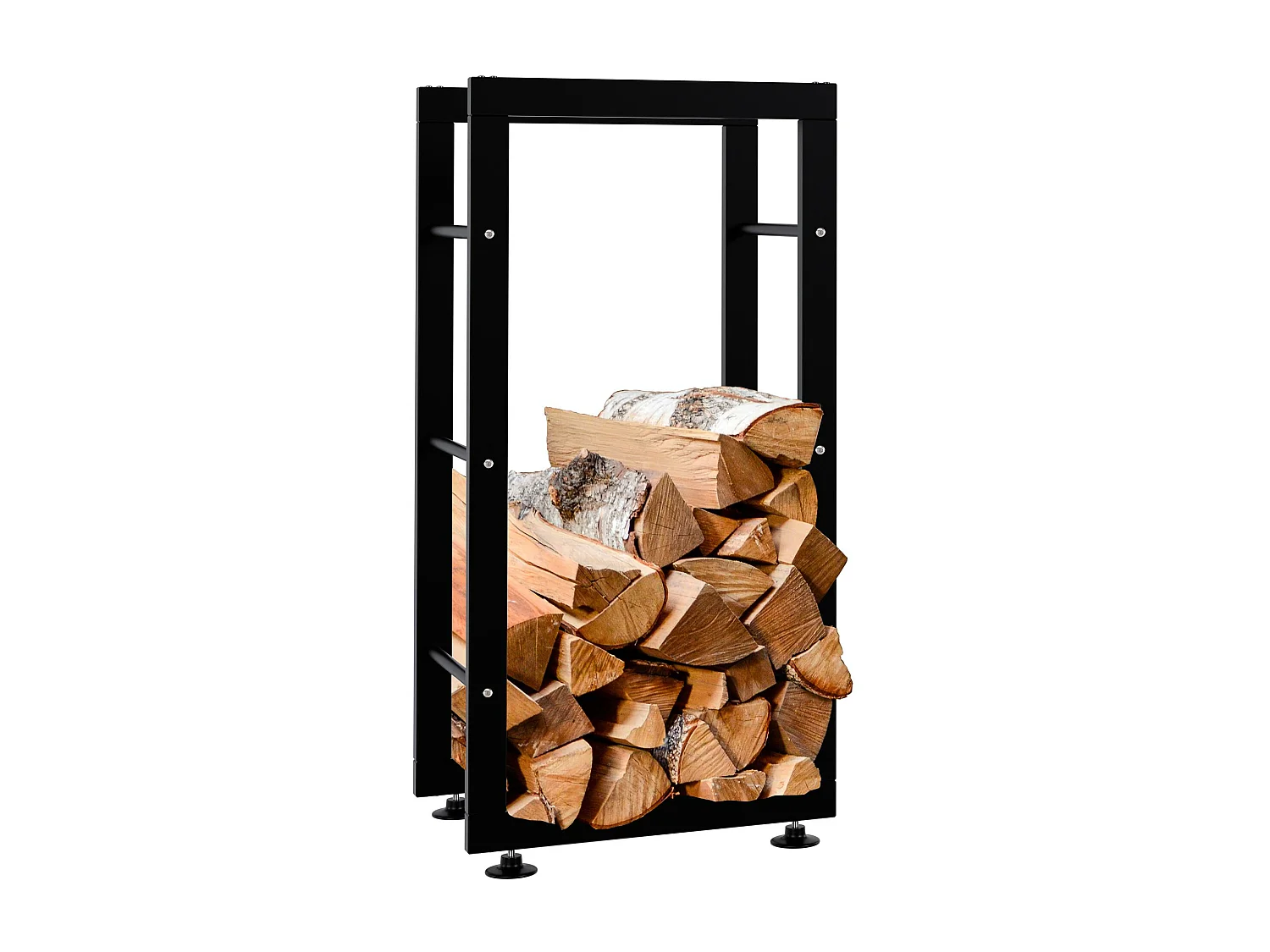 Etagère bois de cheminée - Métal - 25x40x80 cm - Noir - Keri V2