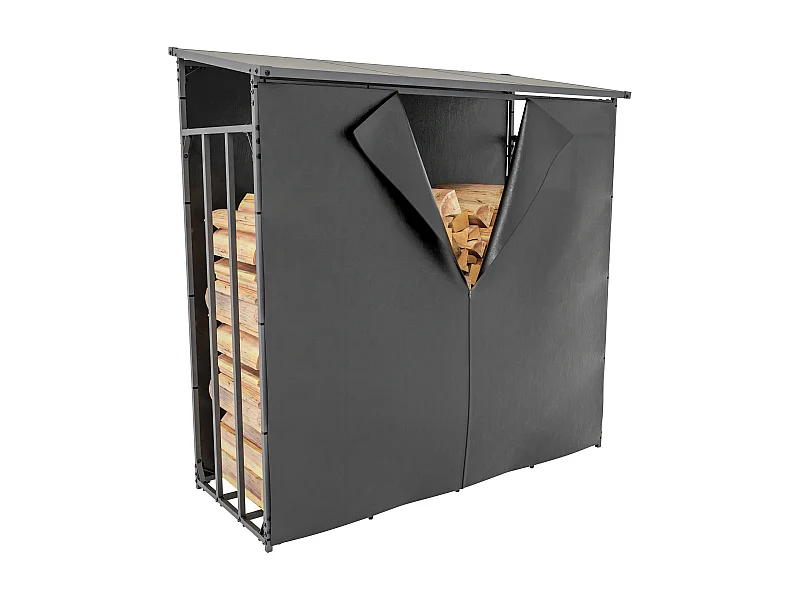 Etagère bois de cheminée - Métal - XL - Anthracite - Ruston