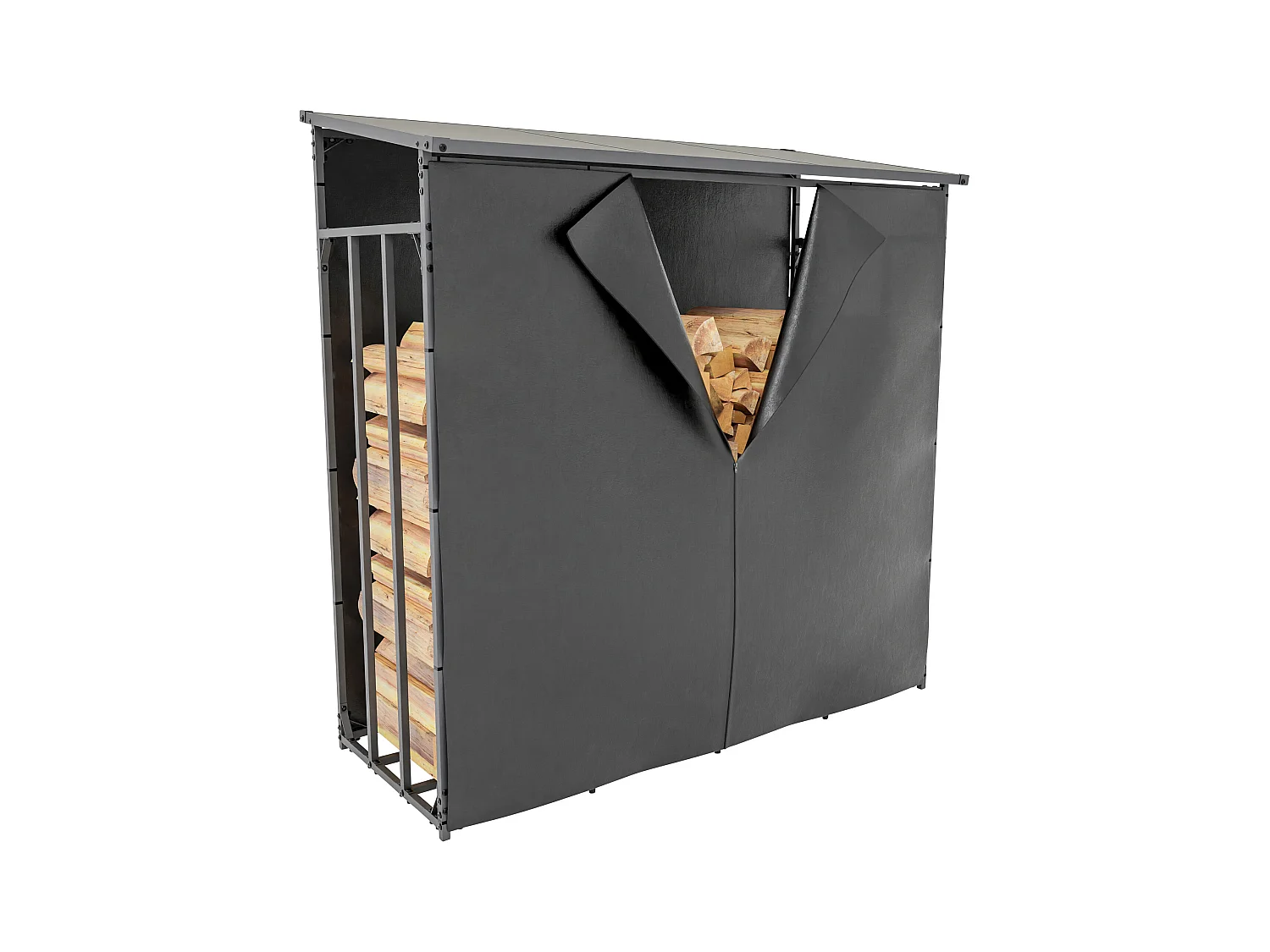Etagère bois de cheminée - Métal - XL - Anthracite - Ruston