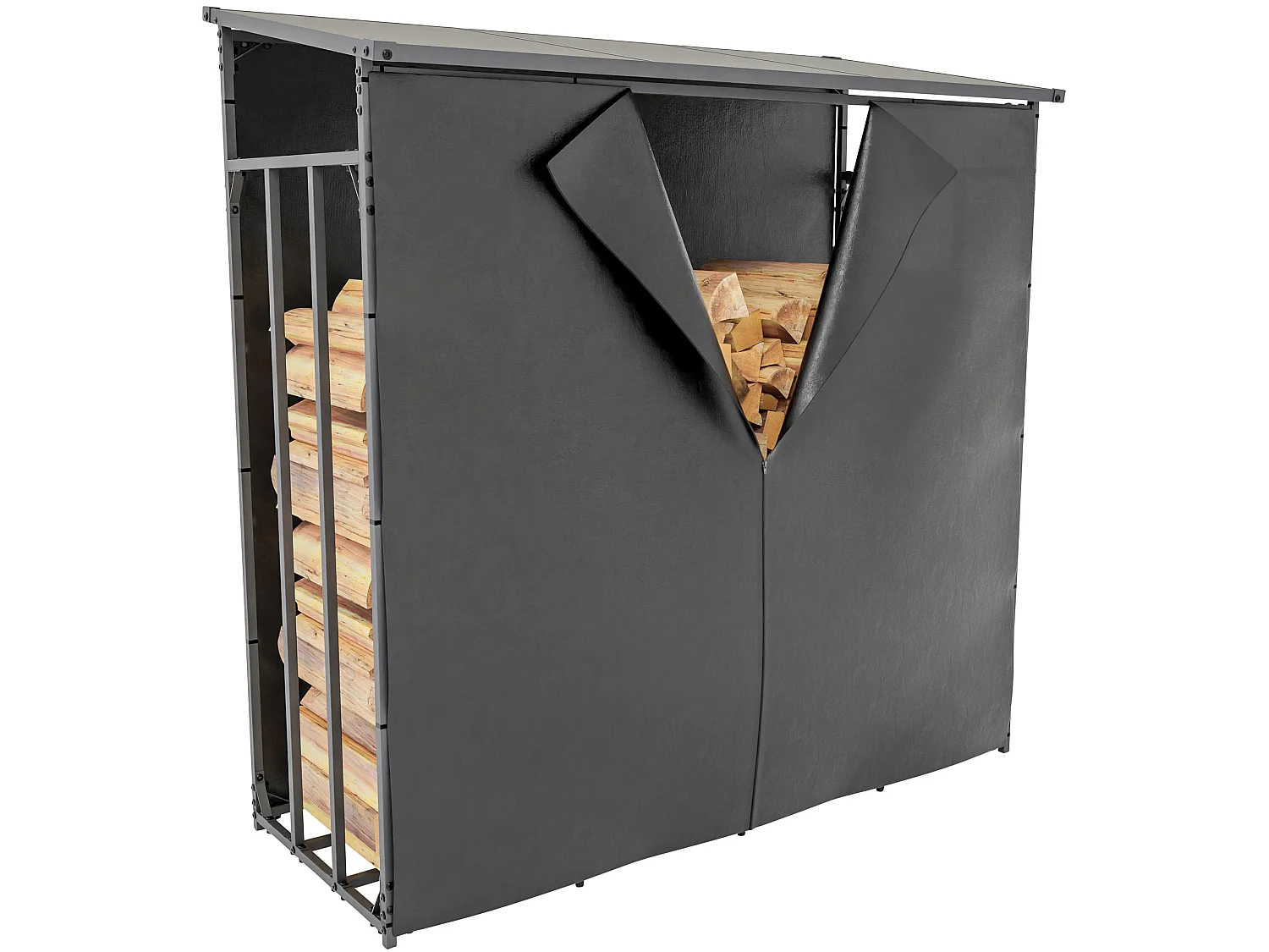 Etagère bois de cheminée - Métal - XL - Anthracite - Ruston
