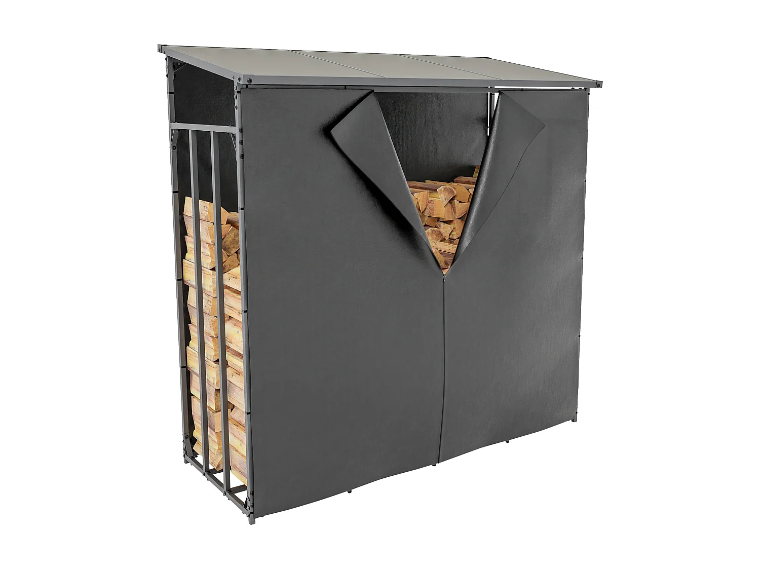 Etagère bois de cheminée - Métal - XL - Anthracite - Ruston