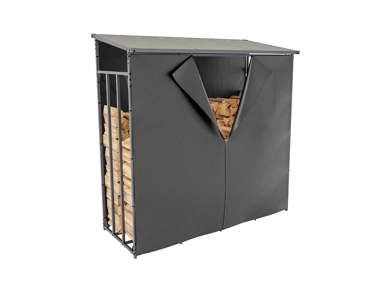 Etagère bois de cheminée - Métal - XL - Anthracite - Ruston