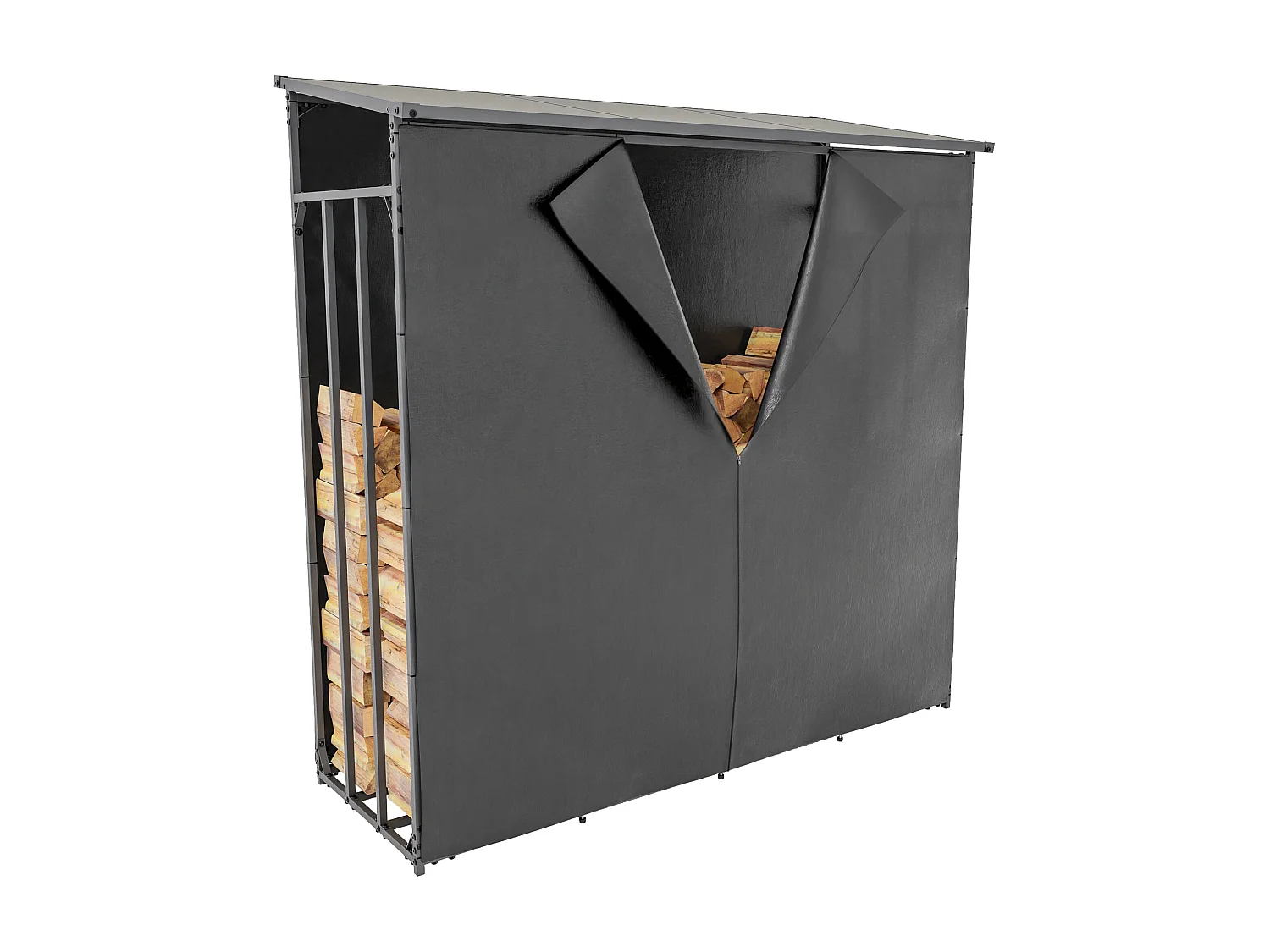 Etagère bois de cheminée - Métal - XXL - Anthracite - Ruston