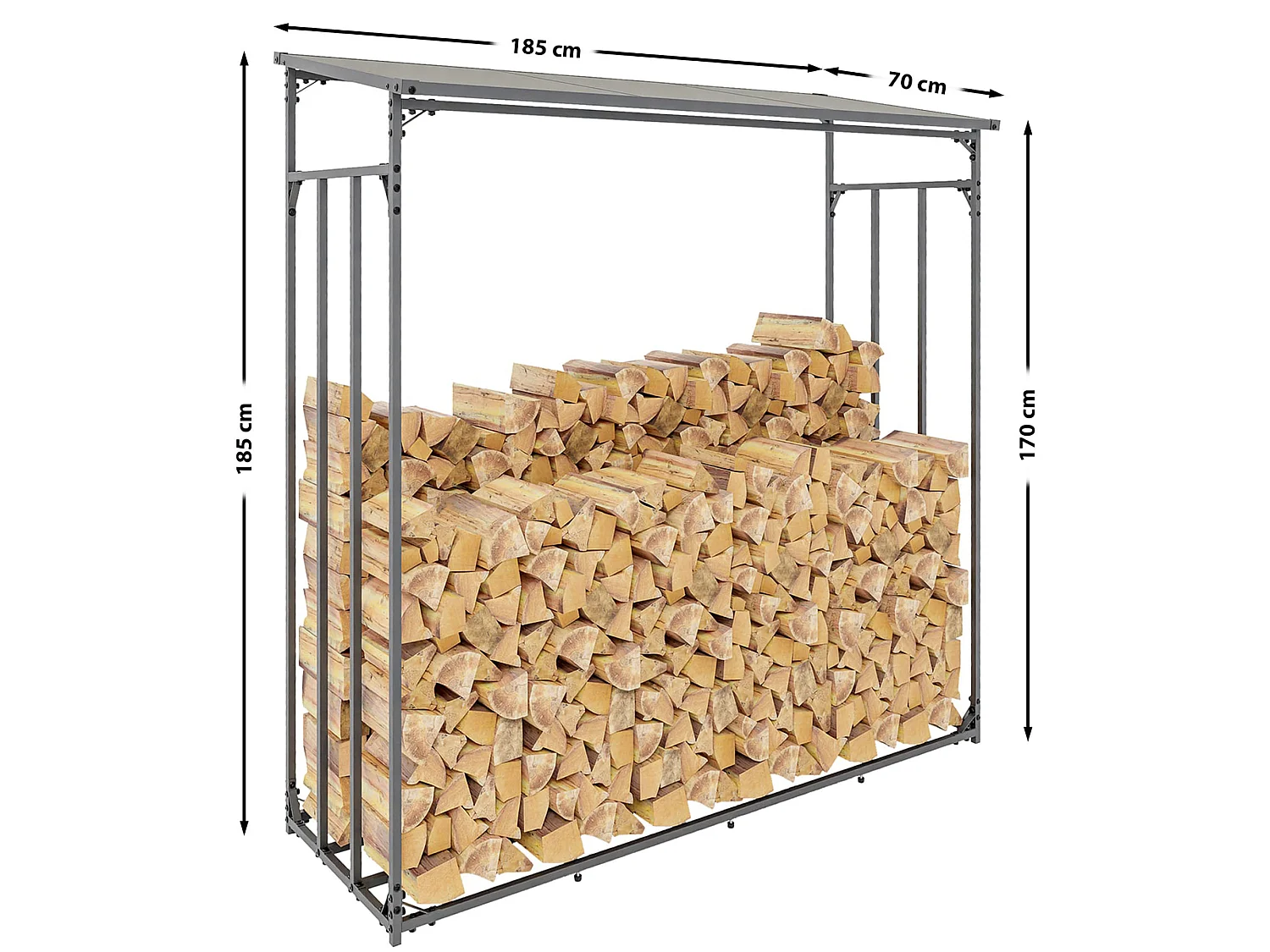 Etagère bois de cheminée - Métal - XXL - Anthracite - Ruston