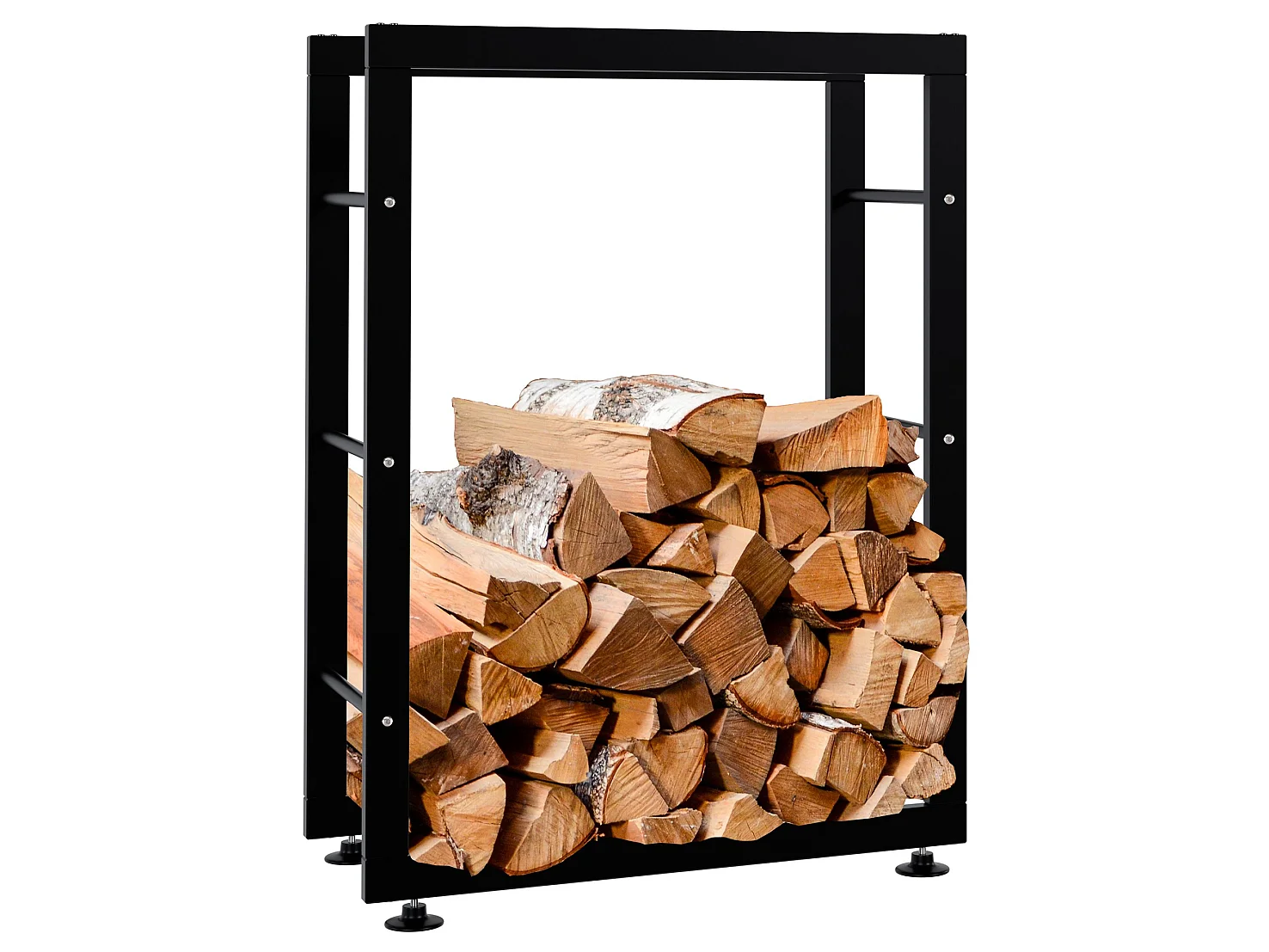 Etagère bois de cheminée - Métal - 25x60x80 cm - Noir - Keri V2