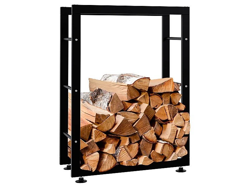 Etagère bois de cheminée - Métal - 25x60x80 cm - Noir - Keri V2