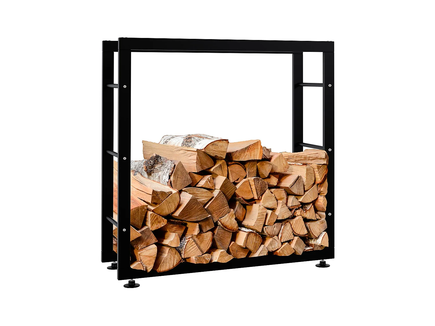 Etagère bois de cheminée - Métal - 25x80x80 cm - Noir - Keri V2