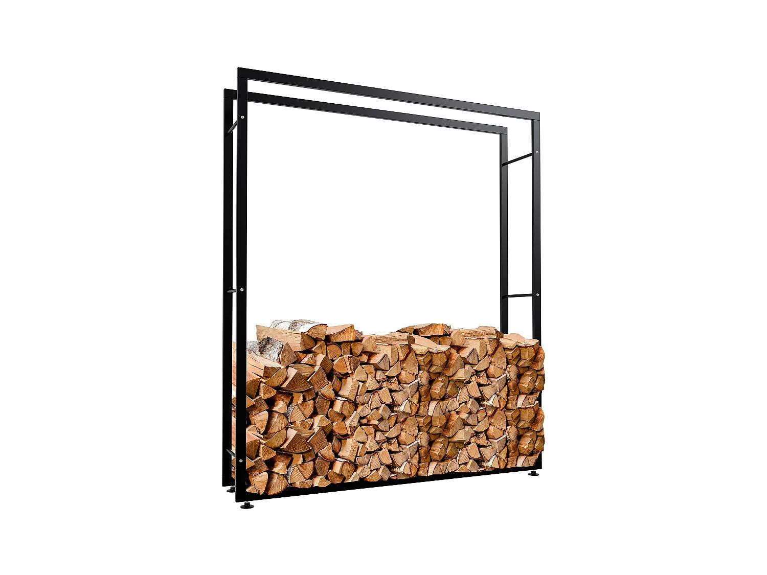Etagère bois de cheminée - Métal - 25x150x175 cm - Noir - Keri V2