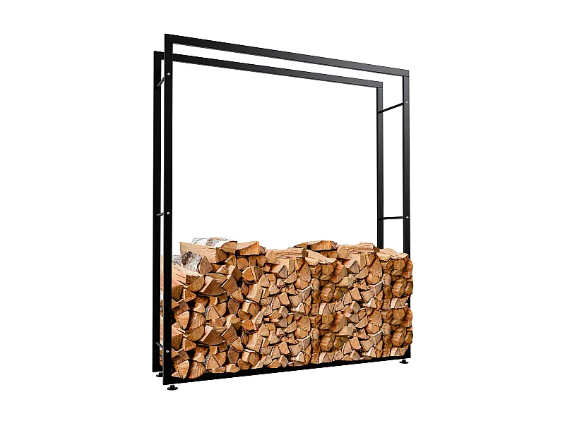 Kaminholzregal - Metall - 25x150x175 cm - schwarz - Keri V2