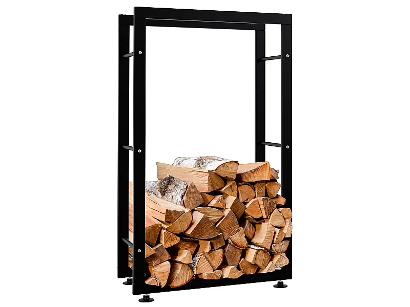 Kaminholzregal - Metall - 25x60x100 cm - schwarz - Keri V2