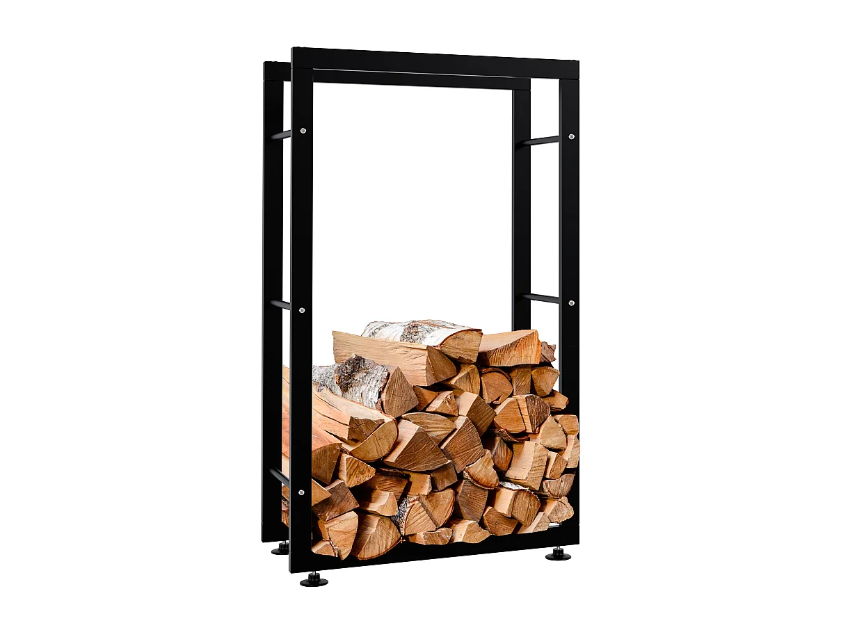 Etagère bois de cheminée - Métal - 25x60x100 cm - Noir - Keri V2