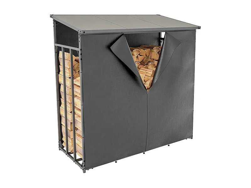 Kaminholzregal - Metall - 143 x 70 x 145cm - anthrazit - Ruston