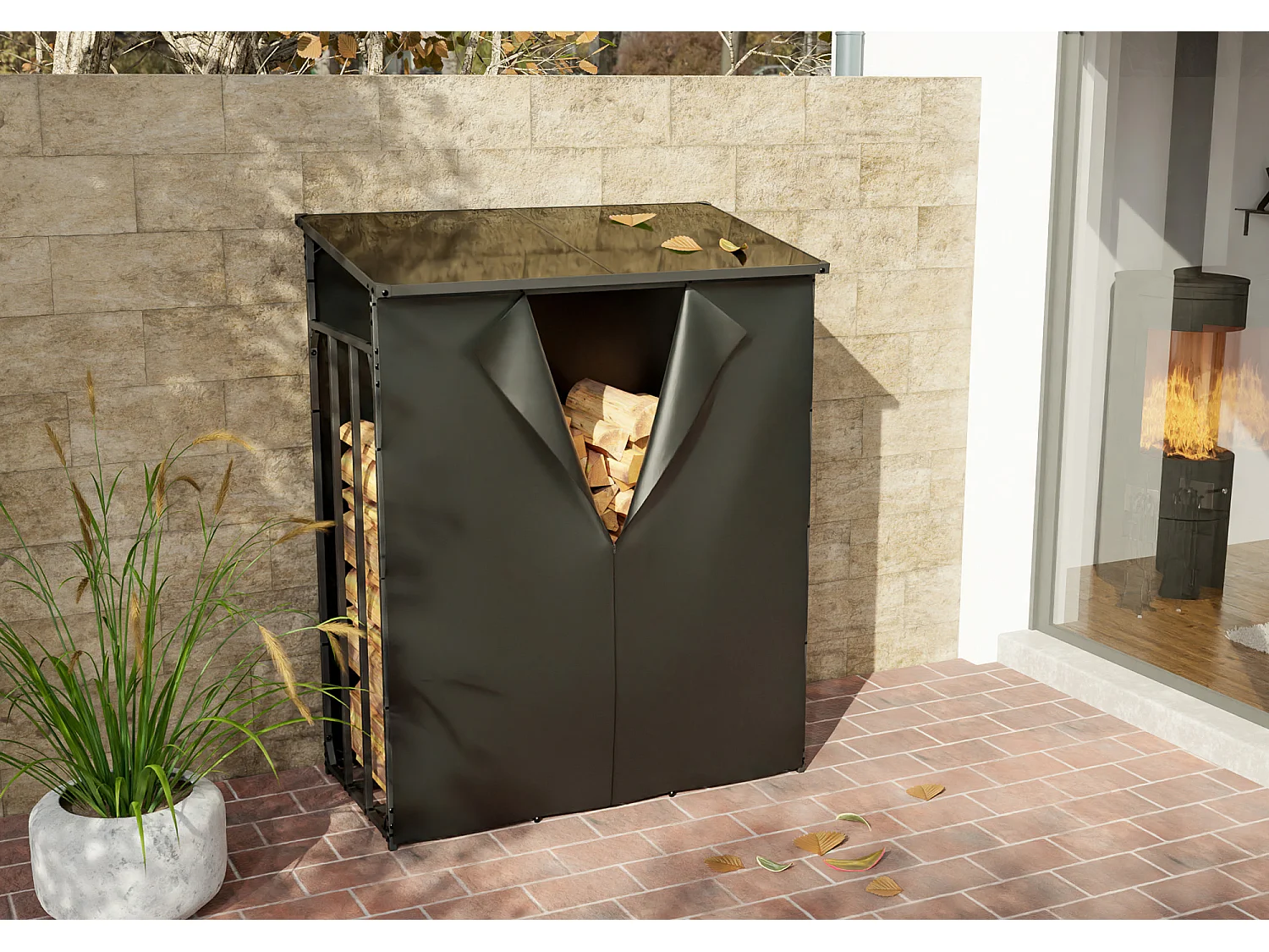 Porta legna - Metallo - M - antracite - Ruston