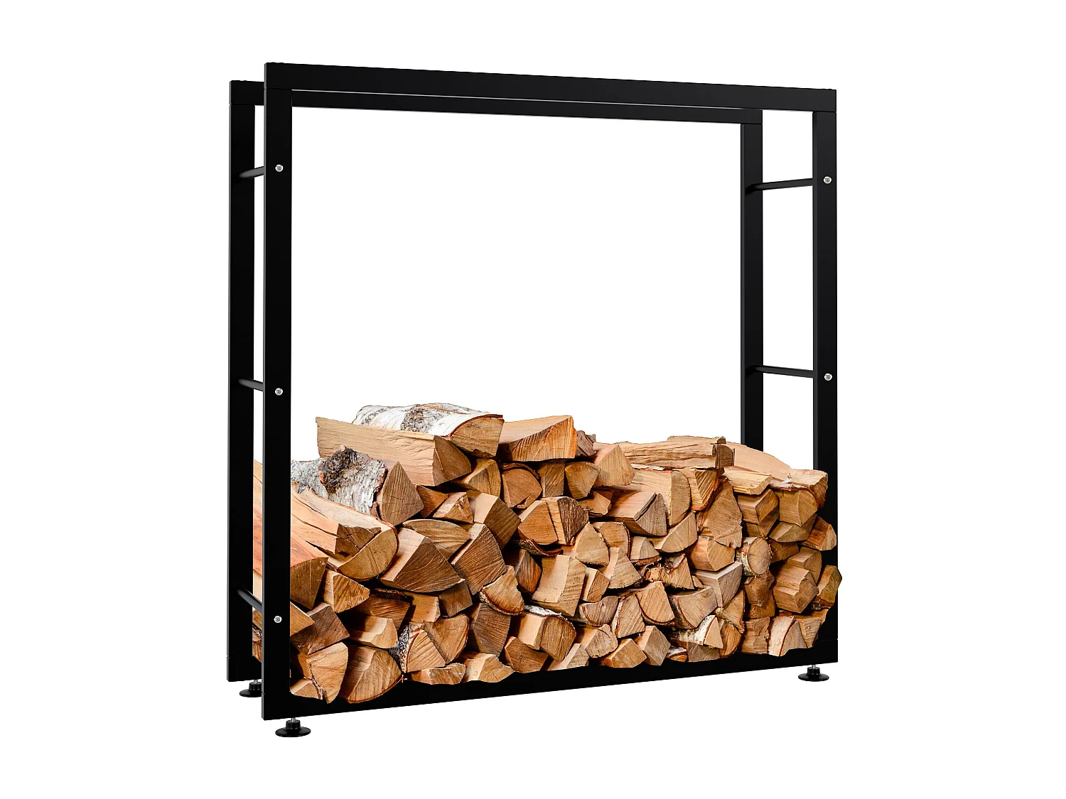 Etagère bois de cheminée - Métal - 25x100x100 cm - Noir - Keri V2