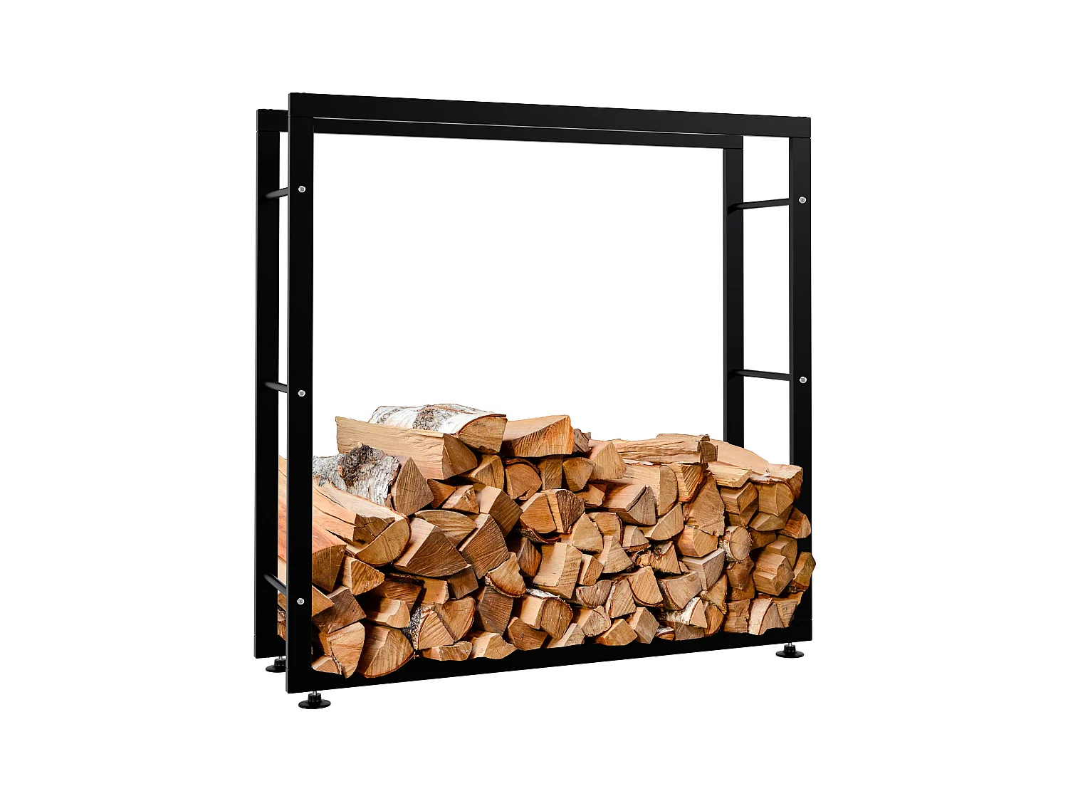 Etagère bois de cheminée - Métal - 25x100x100 cm - Noir - Keri V2
