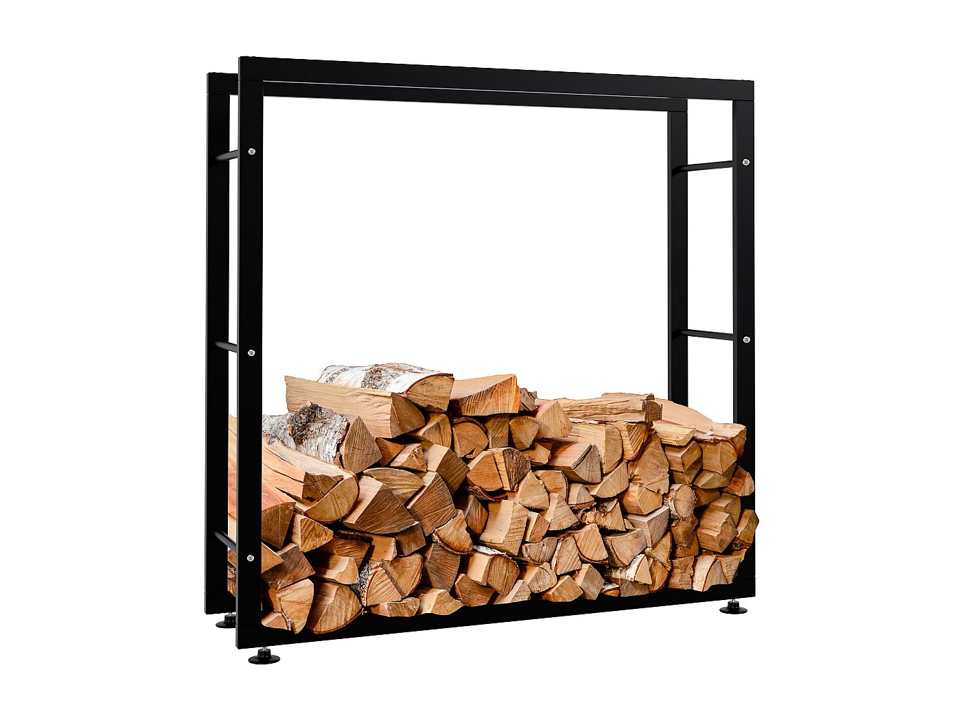 Loywe Étagère à Bois De Cheminée En Métal Noir - 100 X 25 X 150 Cm, Porte-Bûches Intérieur Extérieur Robuste