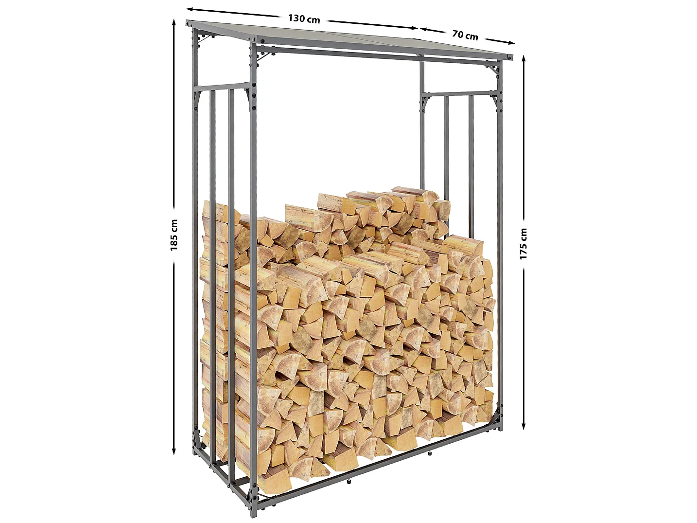 Etagère bois de cheminée - Métal - L - Anthracite - Ruston