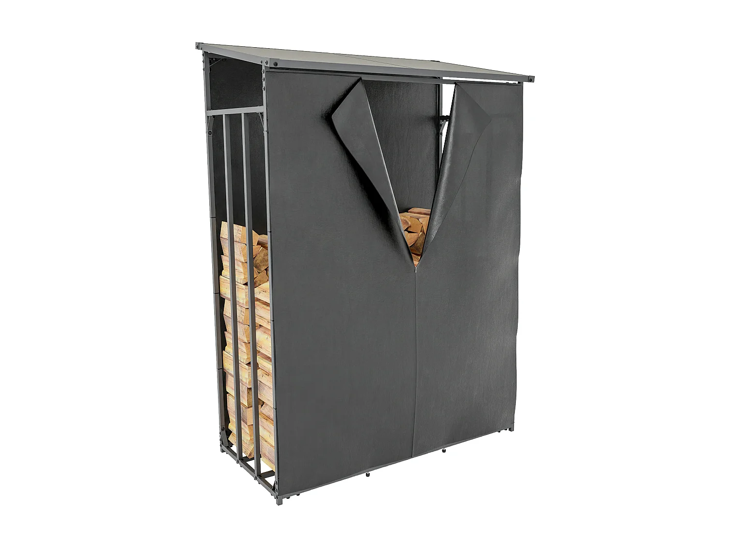 Etagère bois de cheminée - Métal - L - Anthracite - Ruston