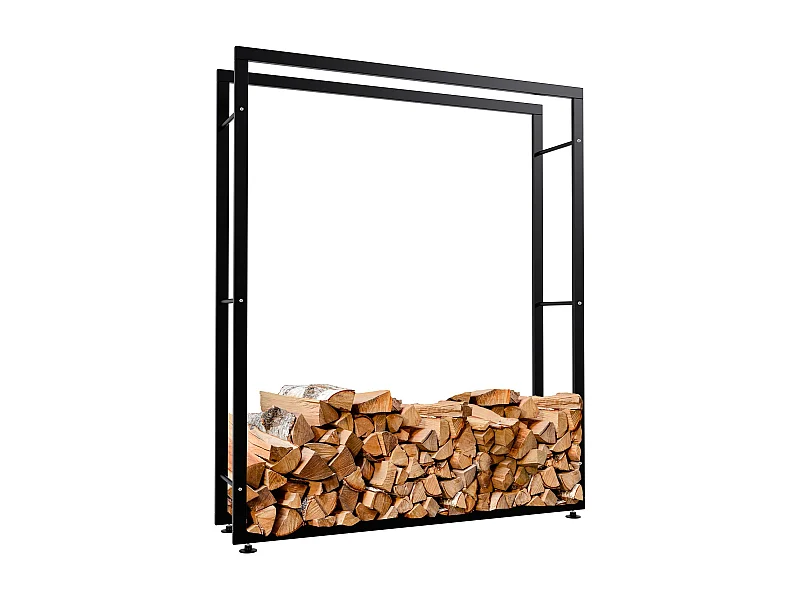 Etagère bois de cheminée - Métal - 25x125x150 cm - Noir - Keri V2