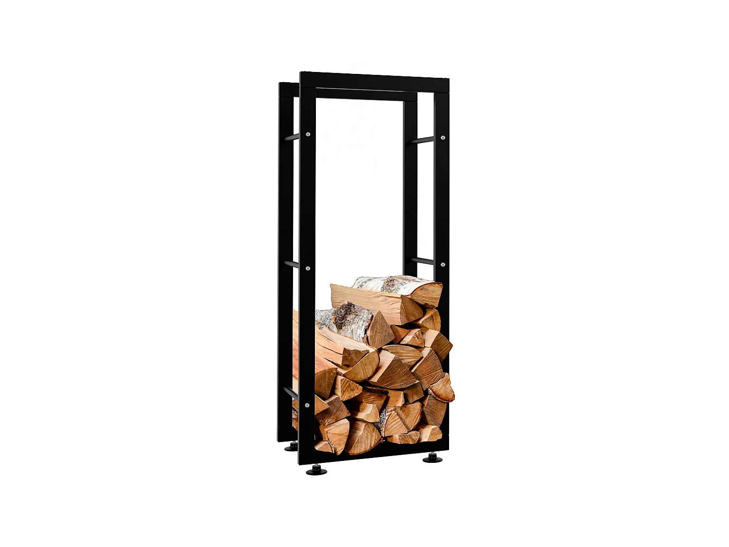 Etagère bois de cheminée - Métal - 25x40x100 cm - Noir - Keri V2