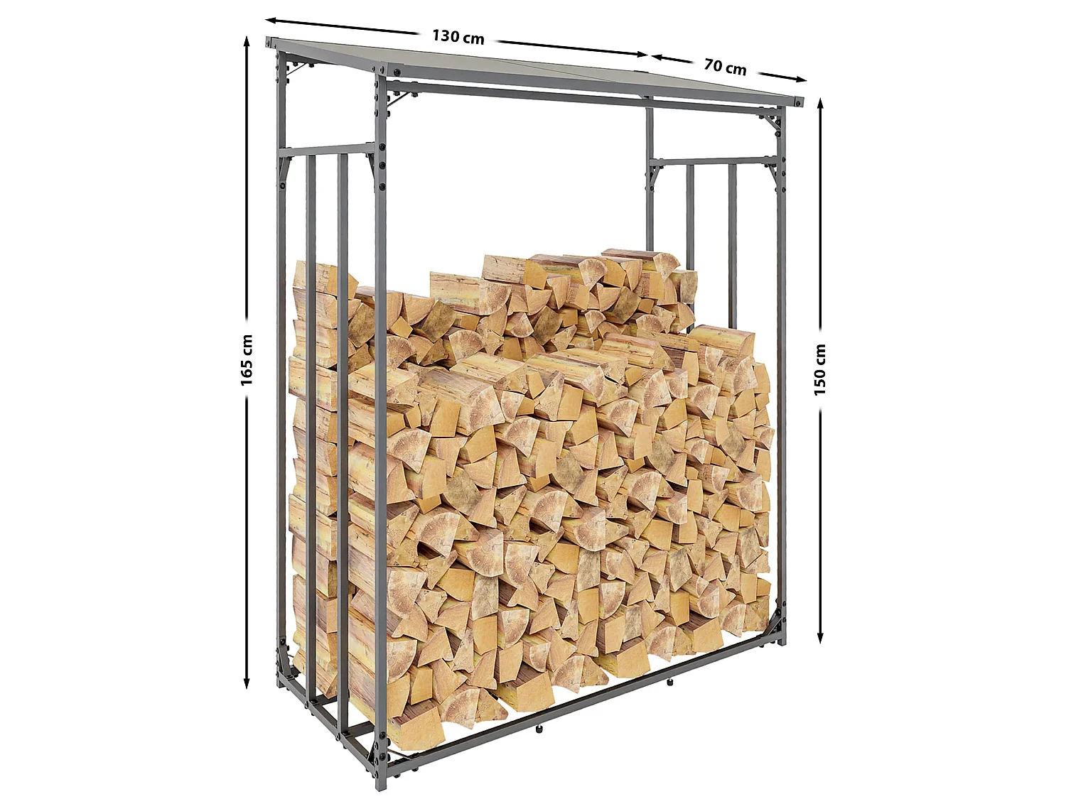 Etagère bois de cheminée - Métal - M - Anthracite - Ruston