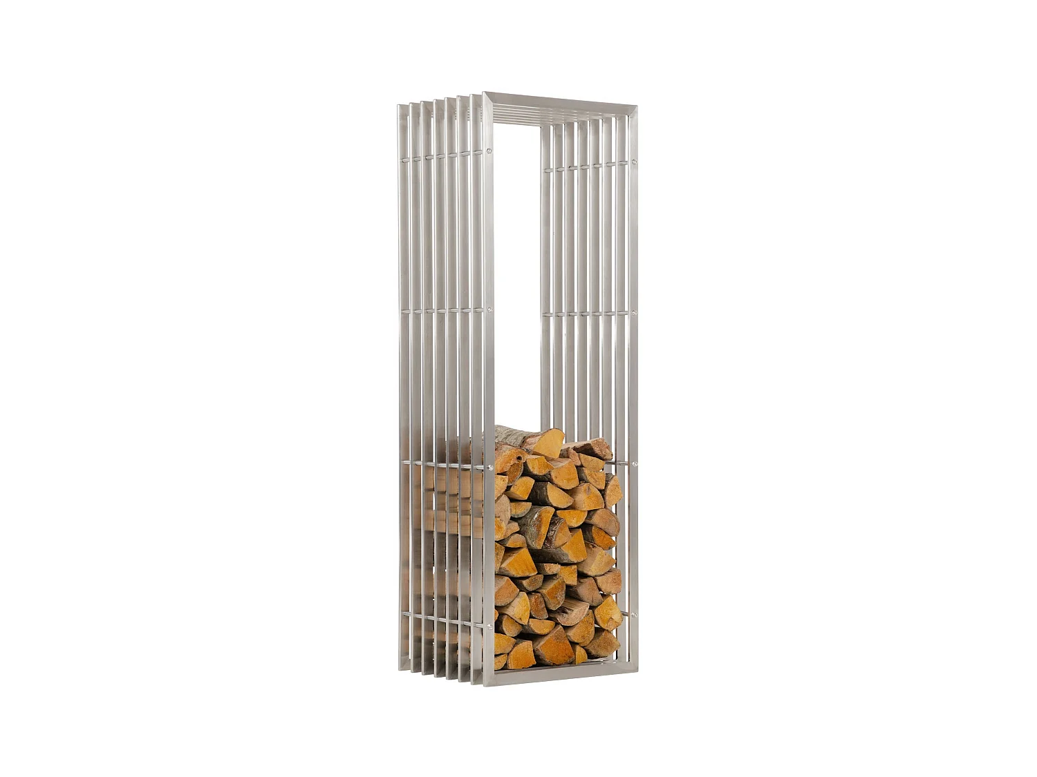 Kaminholzregal - Metall - 50 x 40 x 150cm - edelstahl - Irving
