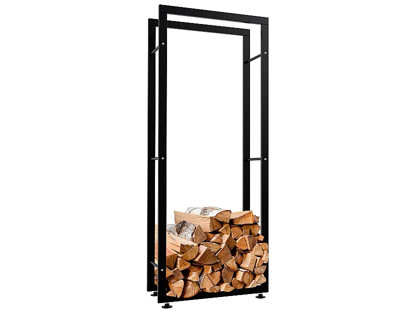Etagère bois de cheminée - Métal - 25x60x150 cm - Noir - Keri V2