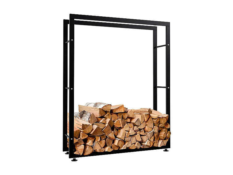 Kaminholzregal - Metall - 25x100x125 cm - schwarz - Keri V2