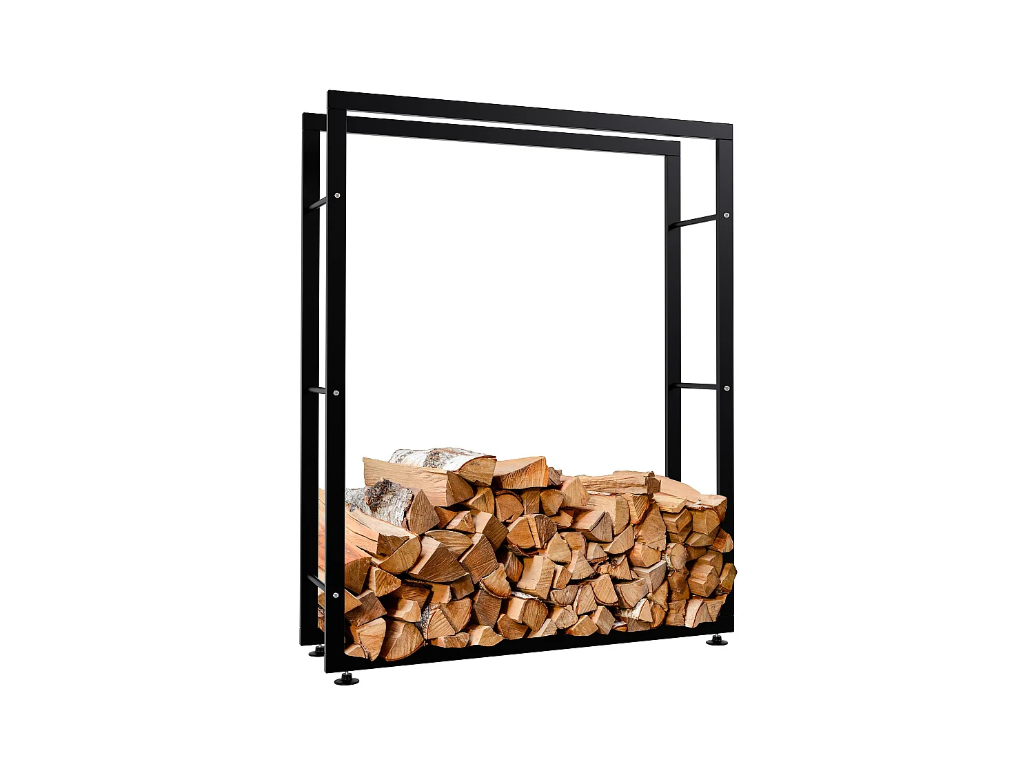 Etagère bois de cheminée - Métal - 25x100x125 cm - Noir - Keri V2