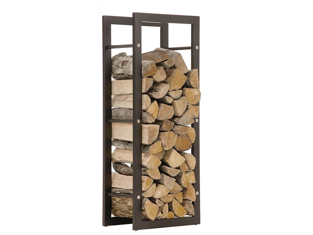 Etagère bois de cheminée - Métal - 60 x 25 x 100cm - Noir-mat - Keri