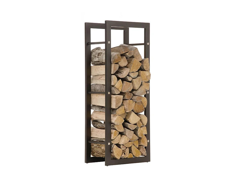 Etagère bois de cheminée - Métal - 60 x 25 x 100cm - Noir-mat - Keri