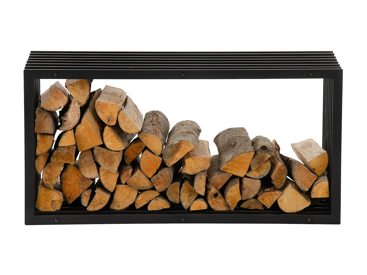 Etagère bois de cheminée - Métal - 50 x 40 x 100cm - Noir-mat - Irving