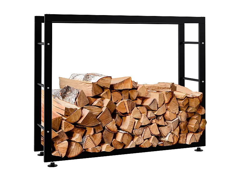 Kaminholzregal - Metall - 25x100x80 cm - schwarz - Keri V2