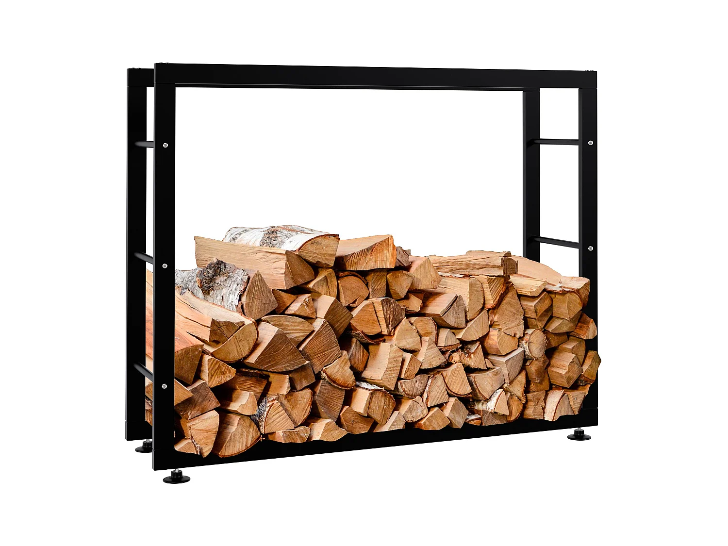 Etagère bois de cheminée - Métal - 25x100x80 cm - Noir - Keri V2