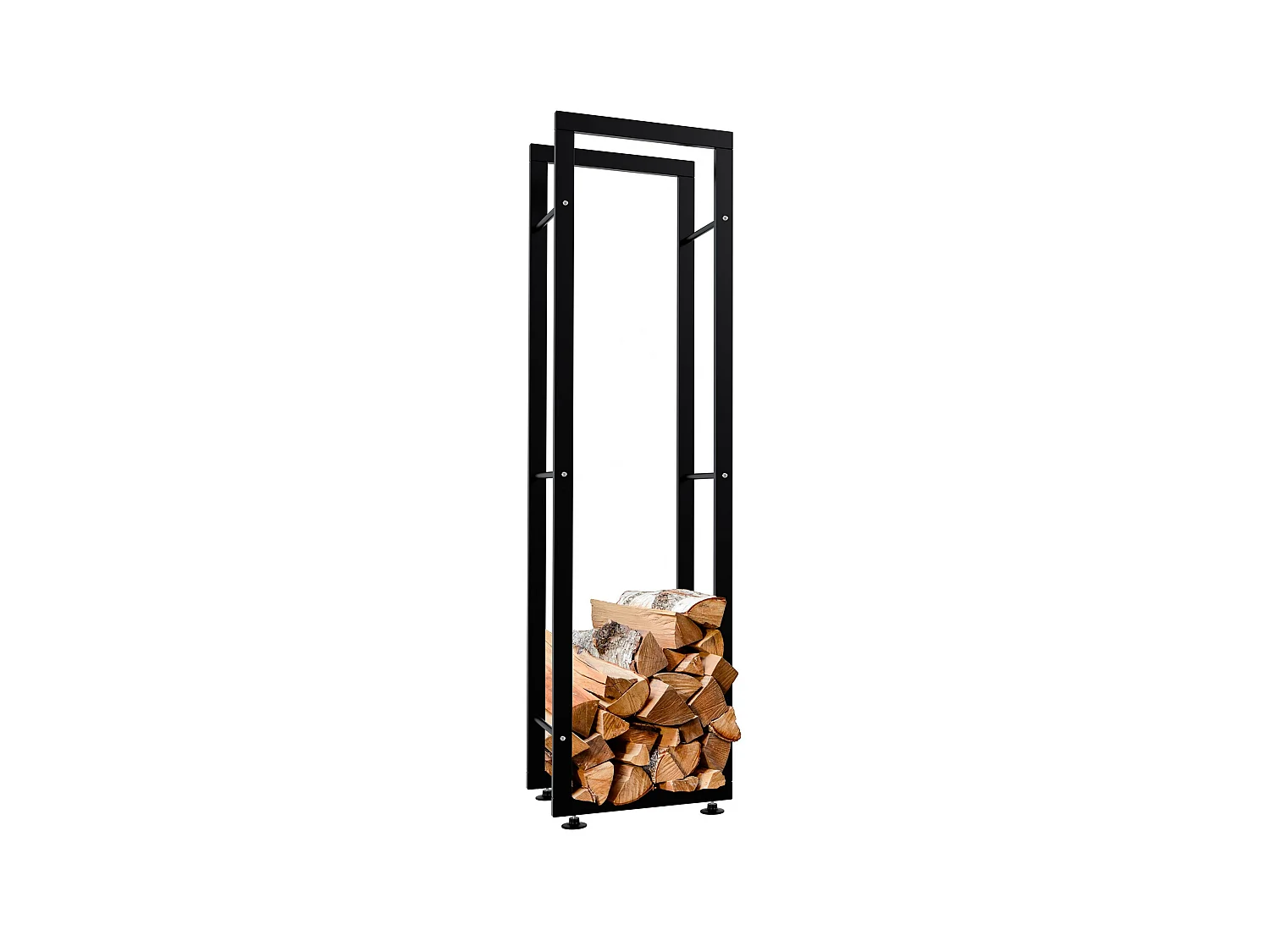 Etagère bois de cheminée - Métal - 25x40x150 cm - Noir - Keri V2
