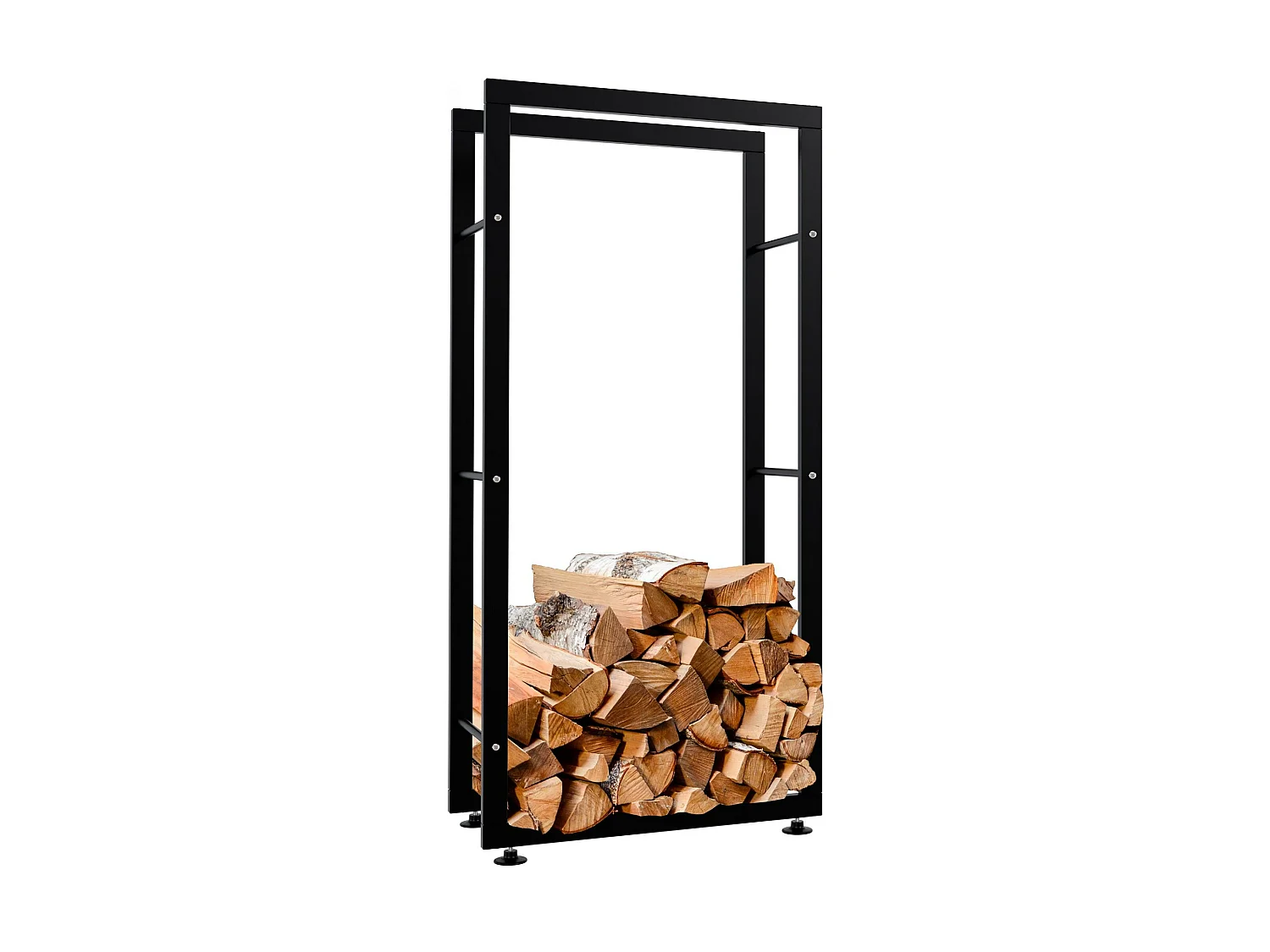 Kaminholzregal - Metall - 25x60x125 cm - schwarz - Keri V2