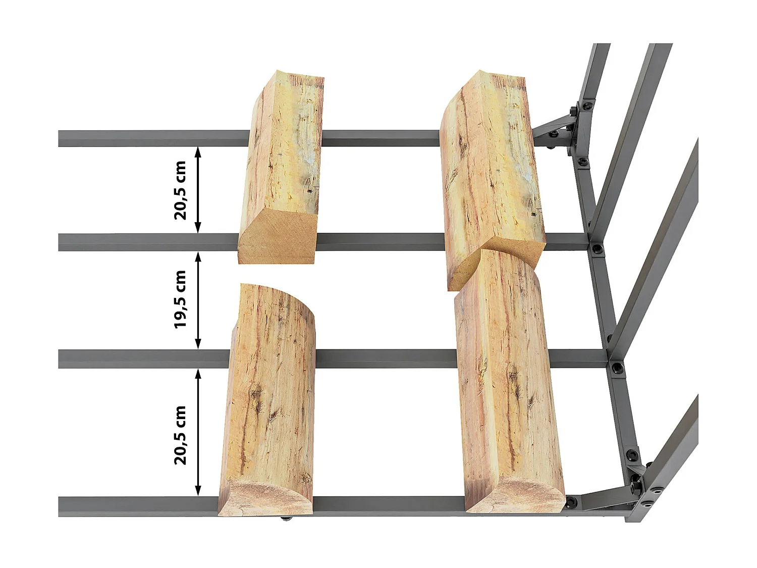 Etagère bois de cheminée - Métal - XXL - Anthracite - Ruston