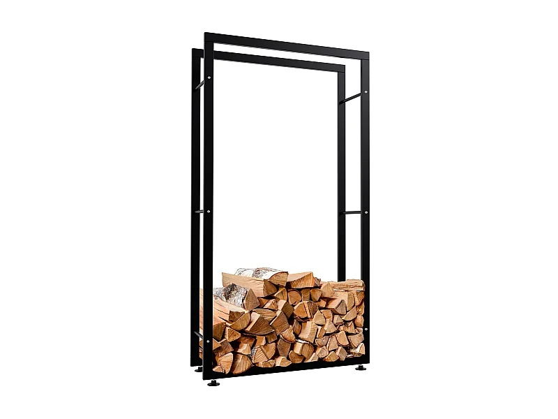 Etagère bois de cheminée - Métal - 25x80x150 cm - Noir - Keri V2