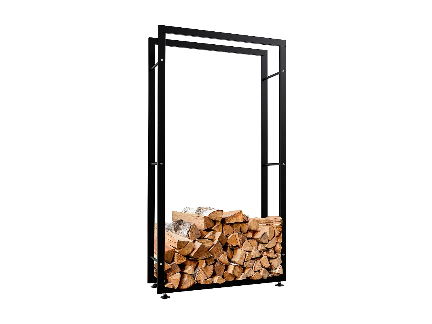 Etagère bois de cheminée - Métal - 25x80x150 cm - Noir - Keri V2