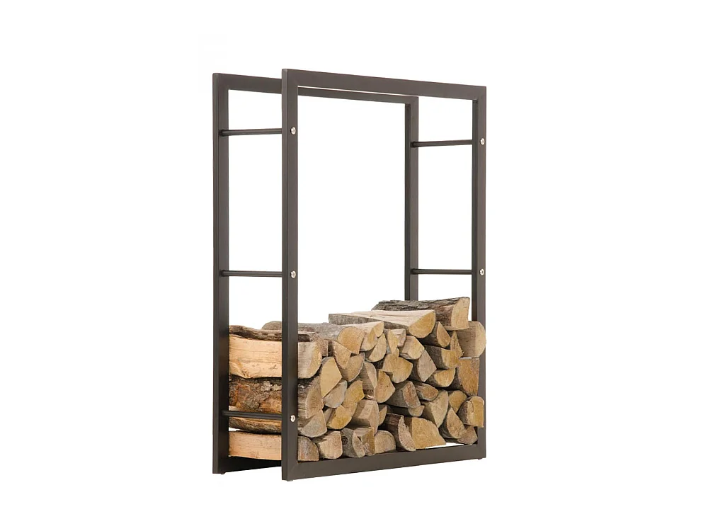 Etagère bois de cheminée - Métal - 80 x 25 x 100cm - Noir-mat - Keri