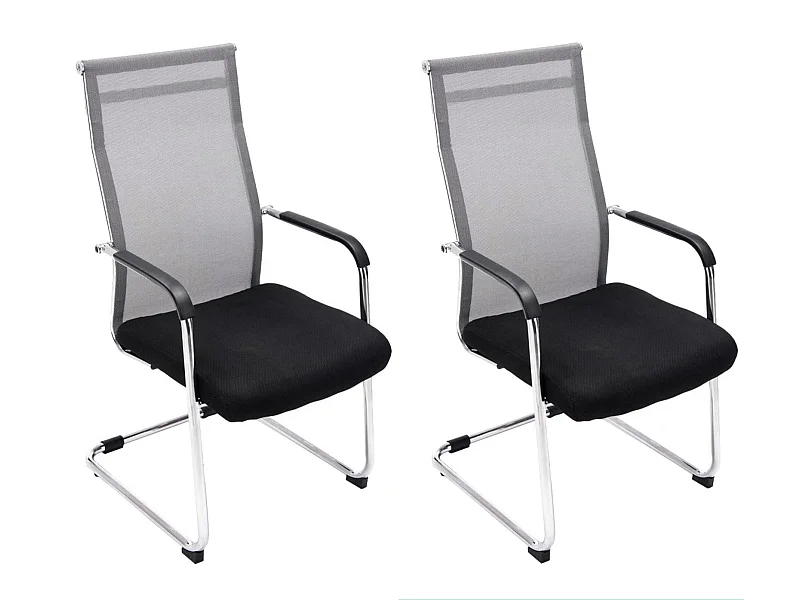 Lot de 2  chaise salle à manger - Similicuir & Nature - Gris - Brenda