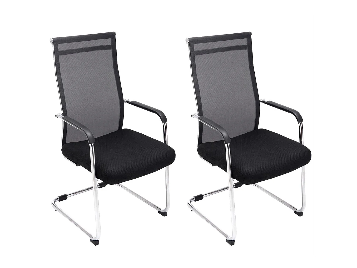 Lot de 2  chaise salle à manger - Similicuir & Métal chromé - Noir - Brenda