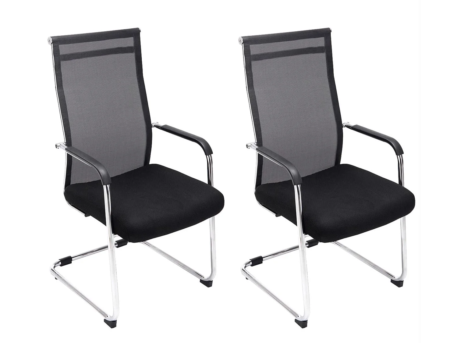 Lot de 2  chaise salle à manger - Similicuir & Métal chromé - Noir - Brenda