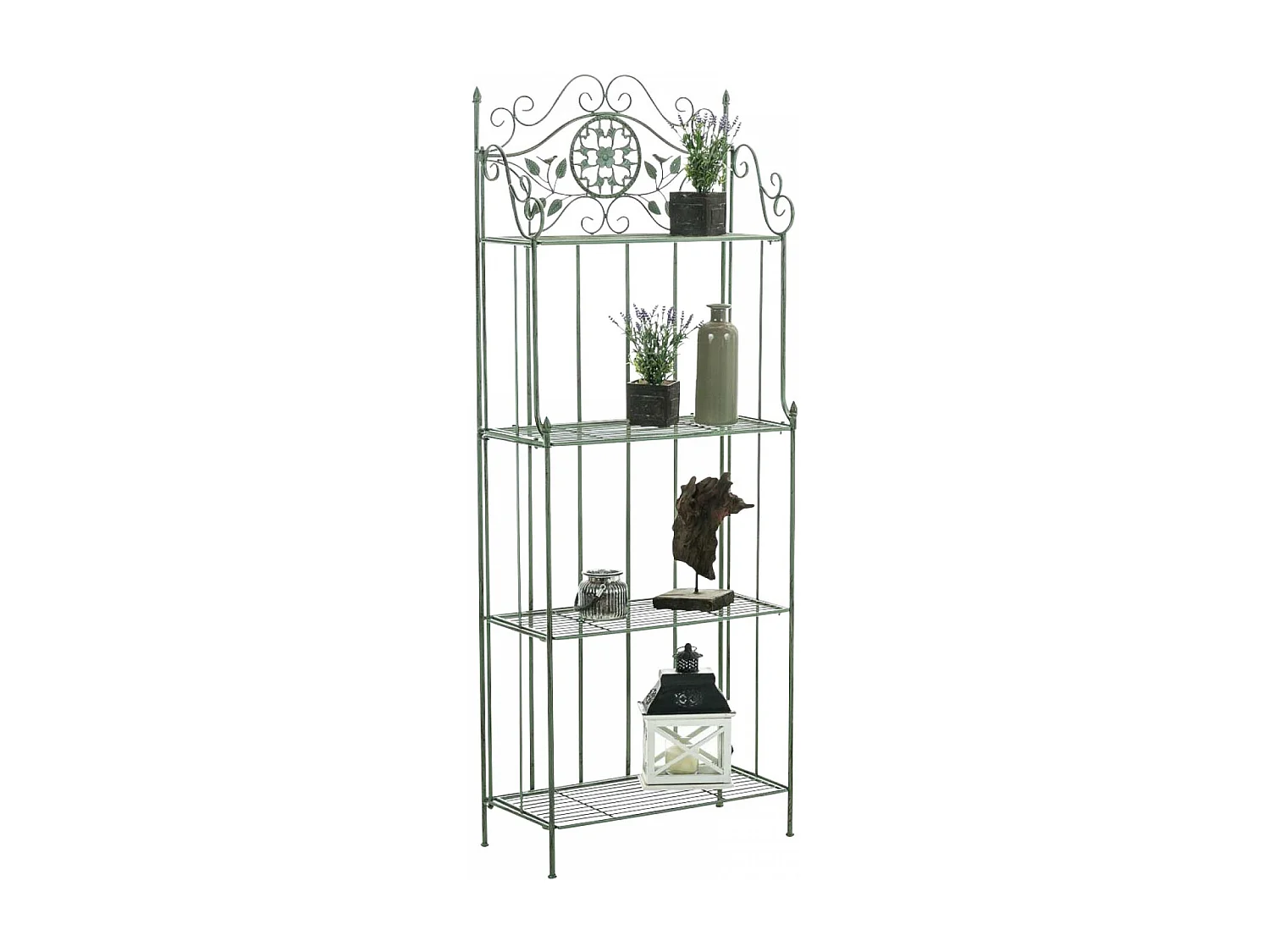 Étagères sur pied - Métal - 66 x 32 x 175cm - Vert antique - Flora