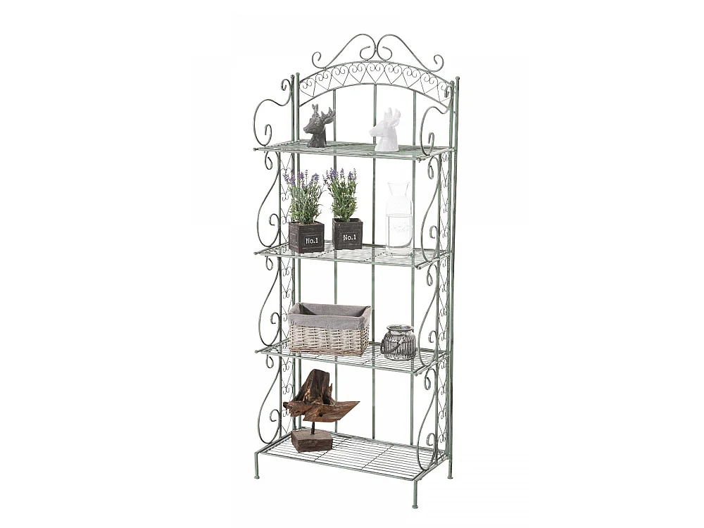 Staande plank - Metalen - 61 x 33 x 153cm - antiek/groen - Antje