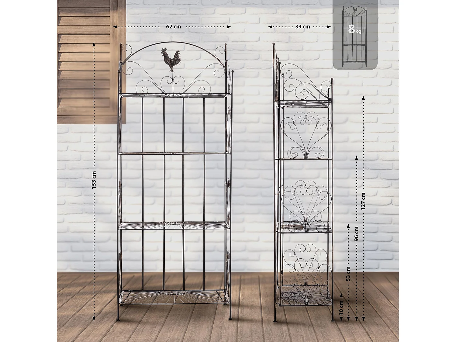 Staande plank - Metaal - 61.5 x 33 x 153cm - bronzen - Mia