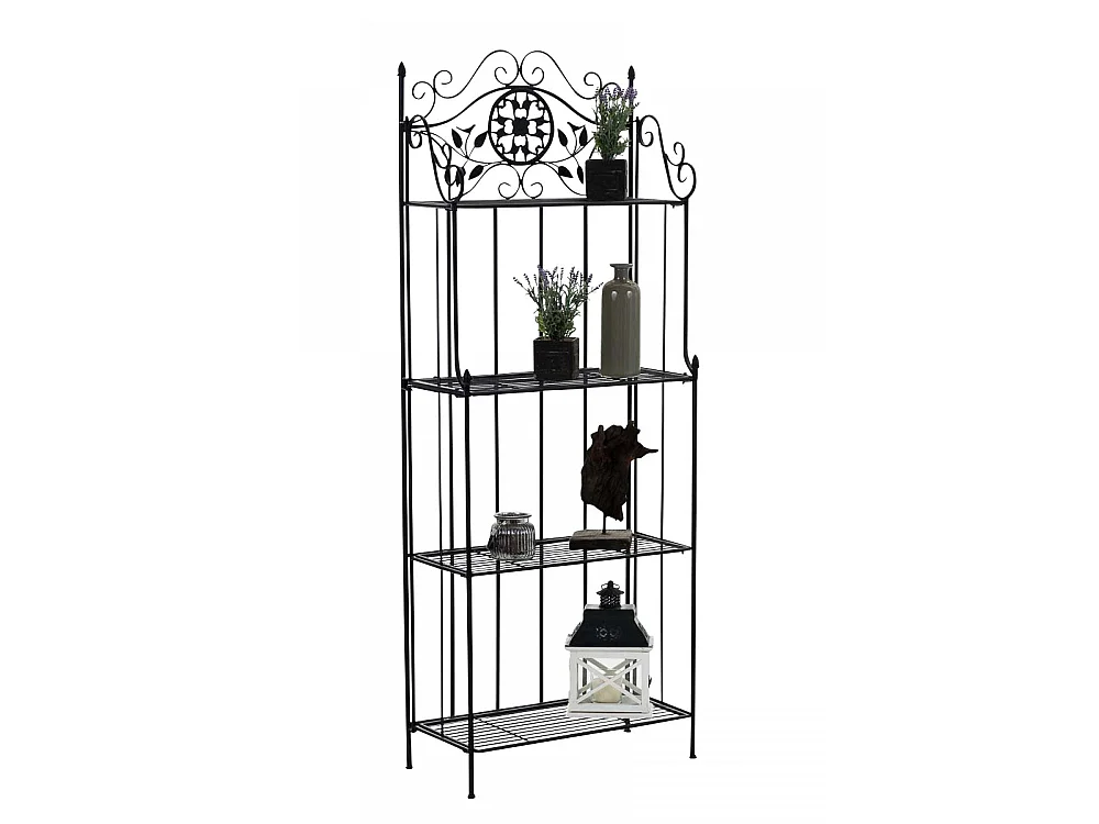 Étagères sur pied - Métal - 66 x 32 x 175cm - Noir - Flora
